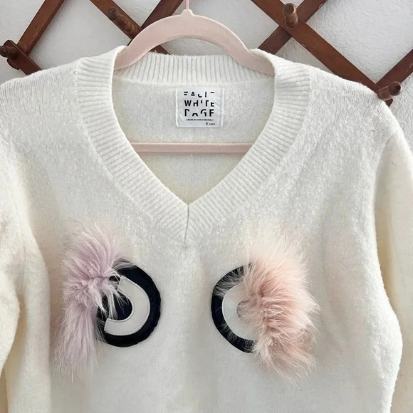 JC Crew White Wool‎ Blend Sweater Small - Picture 3 of 4